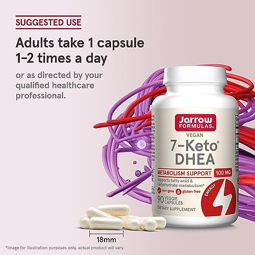 7-Keto DHEA 100 mg – Suporte ao Metabolismo de Carboidratos – Vegano – Livre de Glúten – Não-OGM – Até 90 Porções - Jarrow Formulas