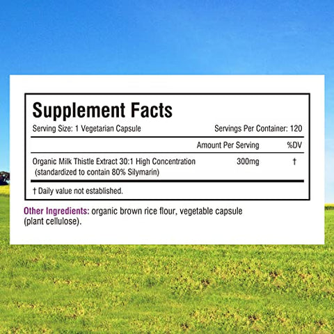 Suplemento de Cardo Mariano Orgânico, 9000mg Equivalente (300mg Extrato), 80%% Flavonoides de Silimarina, Saúde do Fígado, Desintoxicação - Innate Vitality