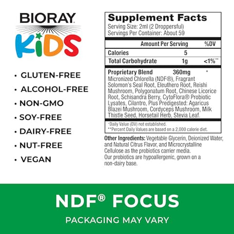 Kids NDF Focus Citrus – 118 ml – Suporte à Função Cognitiva, Aumenta a Clareza – BIORAY Kids NDF Focus - BIORAY