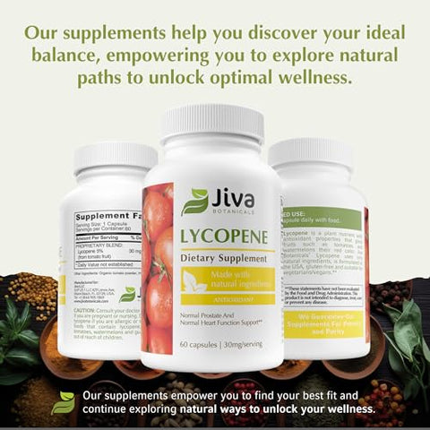 Suplemento de Licopeno 30mg – Suporte Antioxidante do Extrato de Tomate – 60 Cápsulas Veganas - Jiva Botanicals