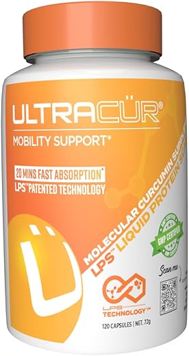 UltraCur - Suplemento de Curcumina de Cúrcuma – Ação Rápida, Extrato de Curcumina Altamente Bioacessível – Antioxidante Natural e Suporte para Articulações – 120 Cápsulas Vegetarianas