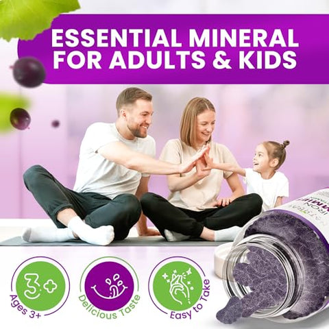 Natural BioScience - Gummies de Ferro com Vitamina C – Suplemento Mastigável para Anemia por Deficiência de Ferro, Suporte às Células Vermelhas do Sangue, Energia, Função Imunológica, Saúde Cerebral, Máxima Absorção, Sabor Uva, 60g