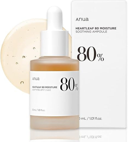 ANUA - Anua Heartleaf 80 Ampola Calmante 30ml | Sérum Concentrado Não Oleoso com Pantenol B5 | Tratamento Calmante para Pele Combinada