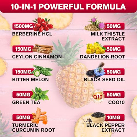 ReviNutra - Berberine HCL Líquido 1500mg com Canela Ceylon, Melão Amargo, Cardo de Leite – Sistema Imunológico e Digestivo – Marca Berberine Drops