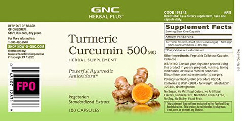 Herbal Plus – Cúrcuma Curcumina 500mg 100 cápsulas | Compre Agora! - GNC