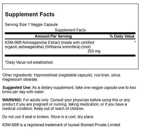 Ultimate Ashwagandha KSM-66 – Herbal Supplement for Healthy Stress Levels – 60 Capsules - Swanson