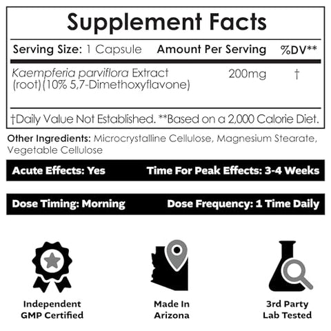 Cápsulas de Extrato de Gengibre Preto Nootropics Depot | 10%% 5,7-dimetoxiflavona | 180 Unidades