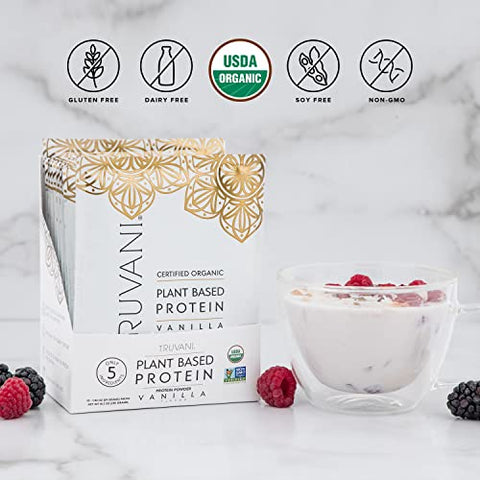 Proteína de Ervilha Vegana | Baunilha | 20g Proteína Vegetal Orgânica | 10 Pacotes de Viagem | Keto | Sem Glúten - Truvani