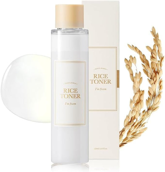 I'm from - Tônico de Arroz I’m From, Tônico Leitoso para Pele Radiante, 77,78% de Arroz Coreano, Essência Iluminadora com Niacinamida, Hidratante para Pele Seca, Opaca e Mista, Vegano, Sem Fragrância, Vidro – 100ml