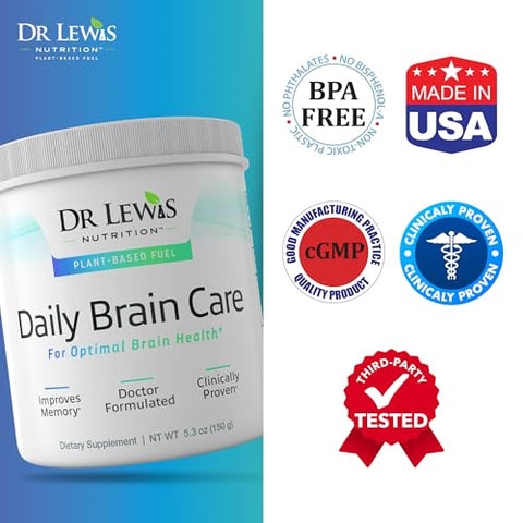 Dr Lewis Nutrition - Suplemento Cognitivo Diário à Base de Plantas com BiAloe para Memória e Concentração – Suporte Cerebral e Energia – 150g
