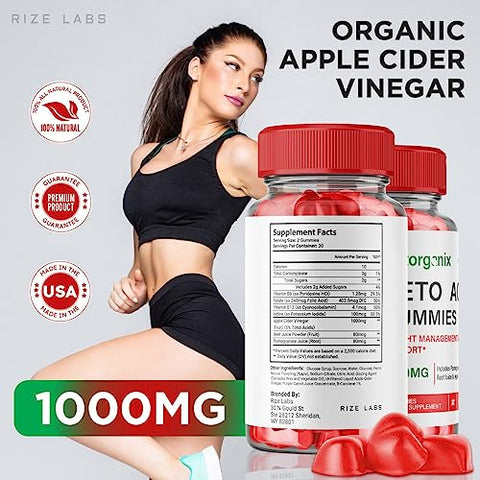 rize labs - (3 Pacotes) Gomas Ketorganix Keto – Gomas Ketorganix Keto ACV para Perda de Peso Avançada com Vinagre de Maçã – Gomitas de Barriga de Gomas Ketorganix Keto com Suplemento de Vinagre de Maçã – Queima de Gordura Abdominal