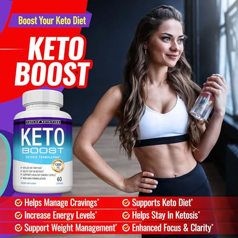 Toplux - Keto Boost Diet Pills – Suplemento de Cetose Natural para Apoio à Fórmula Keto Exógena – Energia e Suporte para Perda de Peso