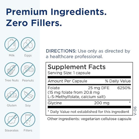 15mg L-Methylfolate – Suplemento de Methyl Folate Ativo de Força Profissional para Suporte Cerebral – 15g - MethylPro