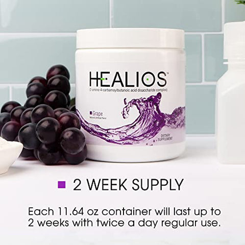 Healios - HEALIOS – Suplemento Oral e Dietético de Sabor Uva, em Pó, Fonte Natural de L-Glutamina, Trehalose e L-Arginina, 330g