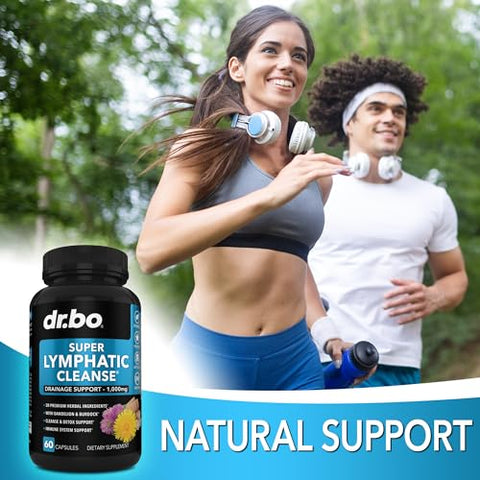 DR. BO - Suplementos para Drenagem Linfática – Produtos de Limpeza Herbal Total de Suporte Linfático com Equinácea, Gengibre, Dente-de-leão, Raiz Vermelha