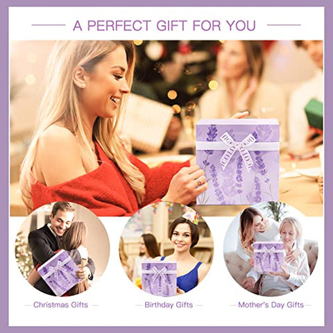 LUCOTIYA - Presentes para Mulheres – Cestas de Presente de Aniversário para Mulheres, Banho de Espuma de Lavanda, Copo de Vinho Térmico Roxo – Mãe, Irmã, Professora