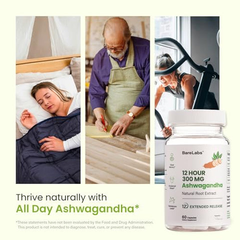 BareLabs - Ashwagandha 300mg com Liberação Prolongada de 12 Horas – Natural | 300mg de Ashwagandha com Efeito Duradouro – Natural