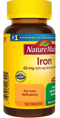 Adventure Home - Nature Made Ferro 65 mg (325 mg Sulfato Ferroso) Comprimidos, Suplemento Alimentar, 150 Unidades Guia Melhores Vitaminas Suplementos