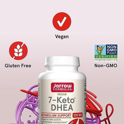 7-Keto DHEA 100 mg – Suporte ao Metabolismo de Carboidratos – Vegano – Livre de Glúten – Não-OGM – Até 90 Porções - Jarrow Formulas