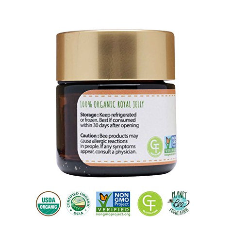 Organic Fresh Royal Jelly – 100% Certificado Orgânico pelo USDA, Não-OGM, Halal, Puro, Livre de Glúten – Um dos Mais Nutritivos – (28g) - Greenbow