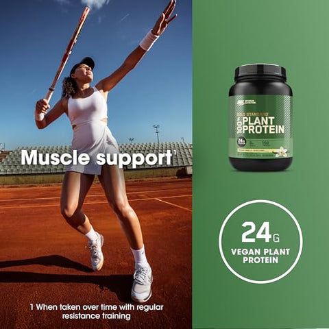 Gold Standard 100% Proteína Vegetal em Pó, Sem Glúten, Vegana para Suporte Muscular e Recuperação com Aminoácidos – Baunilha Cremosa, 20 Porções - Optimum Nutrition