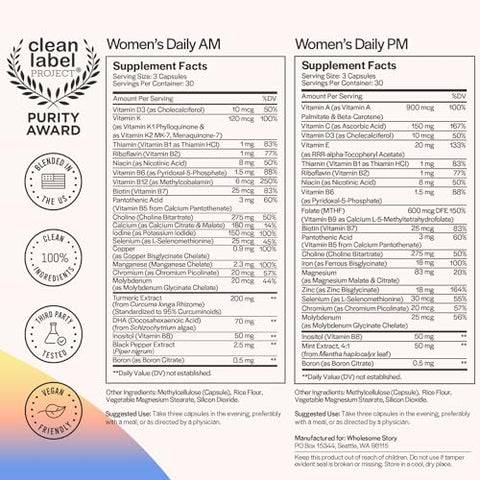 Multivitamínico Diário Premium para Mulheres com Ferro, Ácido Fólico, Cálcio e Ômega-3 DHA