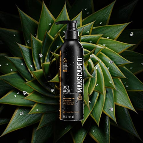 Body Wash UltraPremium Refined™ para Homens, Fórmula Luxuosa de Limpeza Infundida com Aloe Vera e Sal Marinho, Gel de Banho Diário Refrescante e Nutritivo para Hidratar a Pele, (16… - MANSCAPED