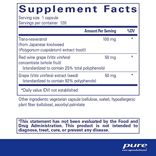 Resveratrol EXTRA – 100 mg Trans-Resveratrol – Para Células Saudáveis - Pure Encapsulations