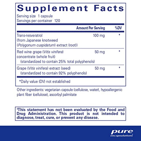 Resveratrol EXTRA – 100 mg Trans-Resveratrol – Para Células Saudáveis - Pure Encapsulations