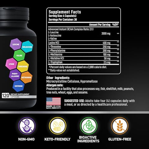 BIOACTIVE LABS - Aminoácidos Essenciais para o Crescimento Muscular Masculino – Marca: Máxima Performance
