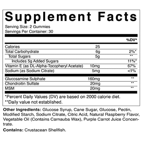 Gomas de Glucosamina e Condroitina com MSM – Embalagem com 2 – 60 gomas - Vitamatic