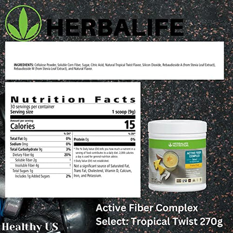 Active Fiber Complex Select: Tropical Twist 270g – Saúde Digestiva, Sem Sabores ou Adoçantes Artificiais, Livre de Glúten, Ingredientes Não-OGM - Herbalife