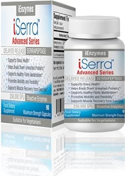 iEnzymes - iSerra 250.000 SPU Enzima Serrapeptase – 90 Cápsulas de Máxima Potência – Até 12x Mais Potente Que Outras Serrapaptases – Tecnologia de Liberação Retardada – Alta Potência Não-OGM, Sem Glúten