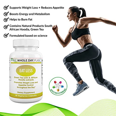 The WHOLE DAY Plan - Plano COMPLETO EAT Less – Pílulas para Emagrecer Rápido – Supressor de Apetite e Queimador de Gordura para Mulheres e Homens, 60 Cápsulas, Fabricado nos EUA