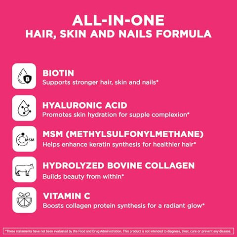 Complexo de Biotina 5000 mcg com Ácido Hialurônico, MSM e Colágeno – 60 cápsulas - Vital Vitamins