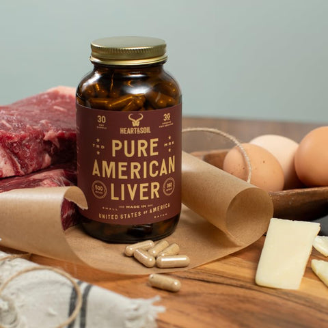 HEART & SOIL - Cápsulas de Fígado Bovino Americano Puro – Suplemento de Fígado Bovino Alimentado com Capim – Rico em Vitaminas, Minerais, Peptídeos e Enzimas – Fígado Bovino Alimentado com Capim Liofilizado – 180 Cápsulas de Fígado