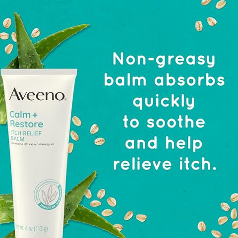 Calm Restore Bálsamo Corporal Alívio da Coceira para Pele Sensível, Delicada, Pramoxina HCl Anti Coceira com Aveia Prebiótica, Aloe – 100g - Aveeno