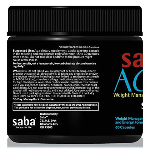 ACE G2 – Queimador de Gordura Termogênico. Perda de Peso, Supressor de Apetite - Saba