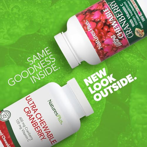 Ultra Chewable Cranberry – 180 Love-Berries, Embalagem com 2 – Suporte para um Trato Urinário Saudável - Natures Plus