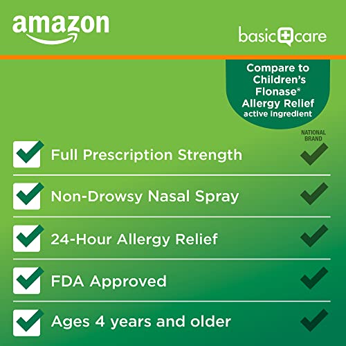 Spray Nasal de Fluticasona Propionato para Crianças, Medicamento para Alergia, 11 ml (1 unidade) - Amazon Basic Care