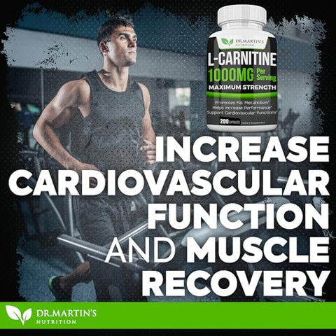 DR. MARTIN'S NUTRITION - DR. MARTIN’S NUTRITION L-Carnitina Extra Forte – 200 Cápsulas – 1000mg Por Porção – Acelere Seu Metabolismo e Melhore o Desempenho