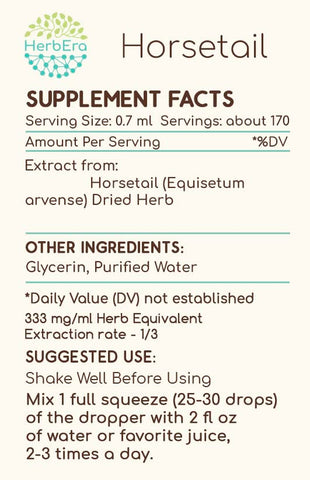 HerbEra - Horsetail B120 Extrato Herbal em Gotas Líquidas Concentradas, Livre de Álcool (Equisetum arvense) 120ml