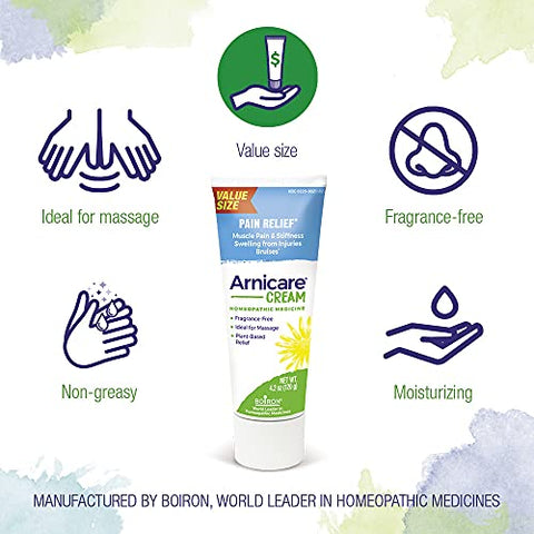 Arnicare Creme para Alívio Suave de Dores nas Articulações, Dores Musculares, Dor Muscular e Inchaço de Hematomas ou Lesões – Absorção Rápida e Sem Fragrância – 120g - Boiron