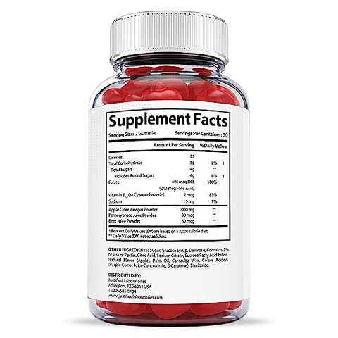 3 Pack X Slim Keto ACV Gummies 1000MG Xslim Vegan Non GMO com Suco de Romã, Beterraba e Vitamina B12 – 180 Gummys - Justified Laboratories