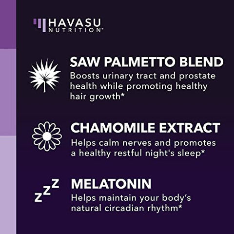 HAVASU NUTRITION - Suplemento Herbal Saw Palmetto para Dia e Noite | Apoia a Saúde da Próstata e Reduz Viagens ao Banheiro | Pacote de Suplementos Masculinos Definitivo | Mais de 3 Meses de Fornecimento