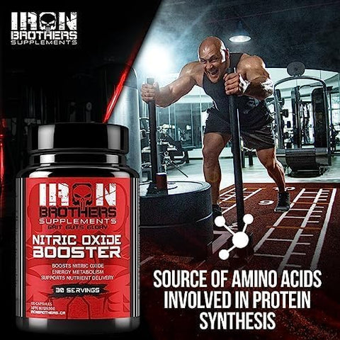 Booster de Óxido Nítrico | Suplemento Extra Forte para Bombas Musculares | Pré-Treino com L-Arginina | Fluxo Máximo de Sangue - Iron Brothers Supplements