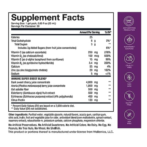 Immune Super Boost – Suplemento de Suporte Imunológico com Equinácea, Sabugueiro, Vitamina C, Zinco – MicroGel Impulsionador Imunológico para Adultos – Absorção Máxima – 30 Pacotes de Gel - Healthycell