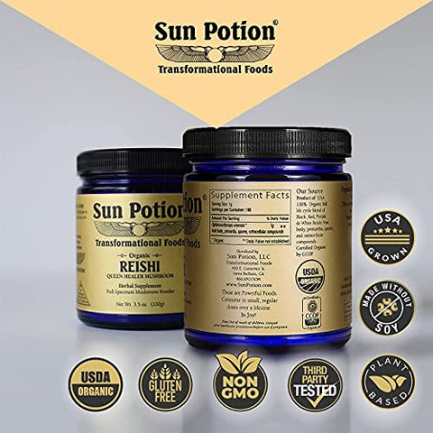 Reishi Mushroom Powder Orgânico – 100g | Pó de Cogumelo Reishi | Potencialize sua Saúde - Sun Potion