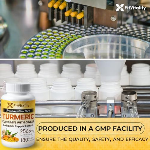 FITVITALITY - Curcumin 2565 mg – 180 Cápsulas – 95%% Curcuminoides | Turmeric – Marca Líder em Saúde e Bem-Estar