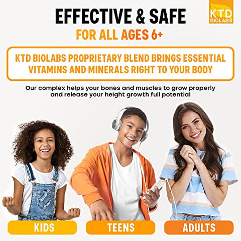 KTD BIOLABS - Pack 2 Growth Maximizer – Vitaminas Naturais para Crescimento de Altura – Feito nos EUA – Comprimidos de Crescimento para Atingir Altura